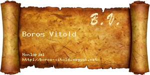 Boros Vitold névjegykártya